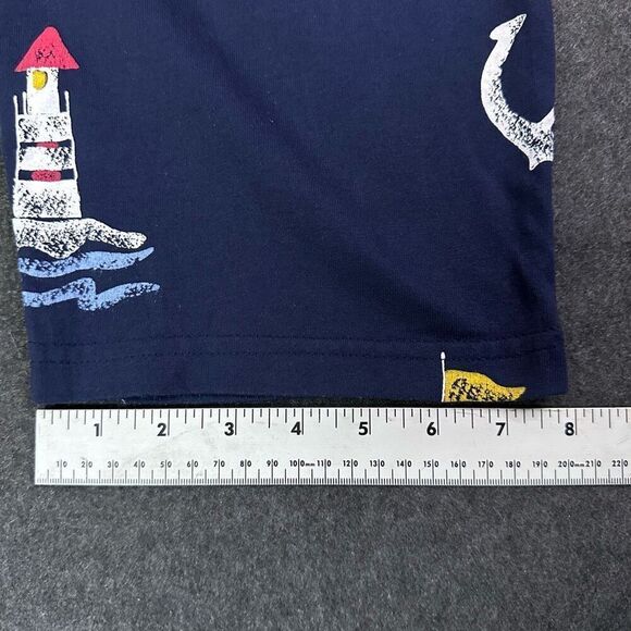 Vintage Cropped Nautical Print Pants Womens M‎ Petite Blue Lighthouse, Sailboat, - Picture 7 of 8